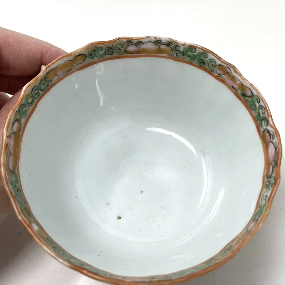 Antique Rose Medallion Chinese Porcelain Tea Cup & Saucer‎ Lot Of 3 Asian Art
